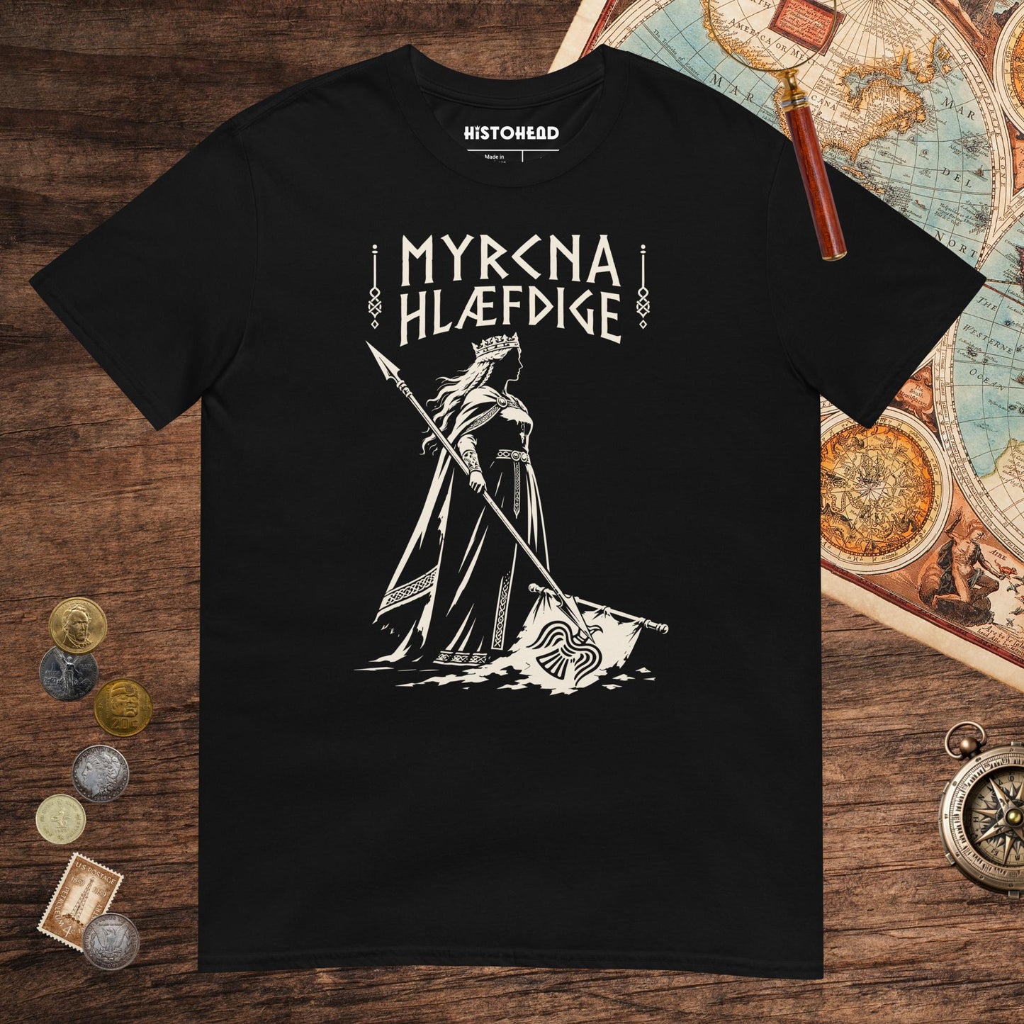 Black Æthelflæd Myrcna Hlæfdige Tee - history buff gift by HistoHead