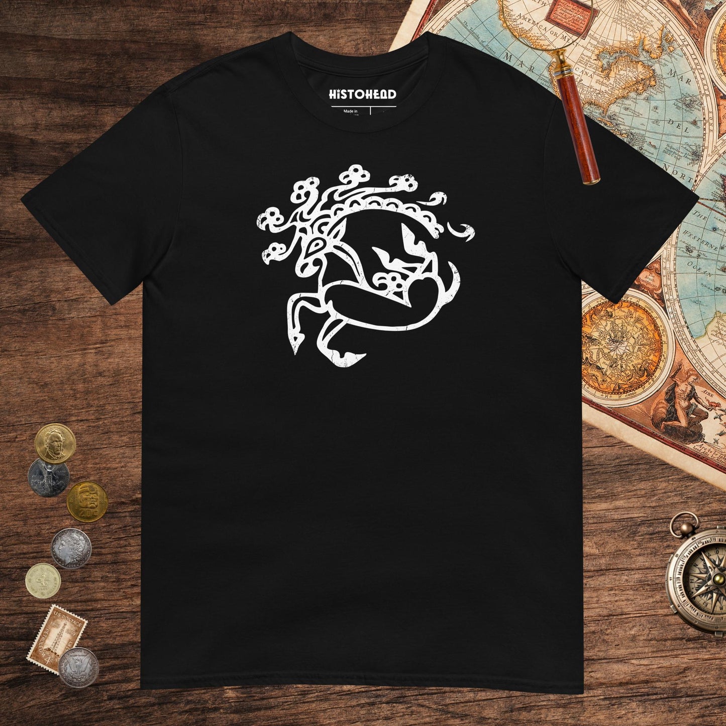 Black Siberian Ice Maiden Deer Tee - history buff gift by HistoHead