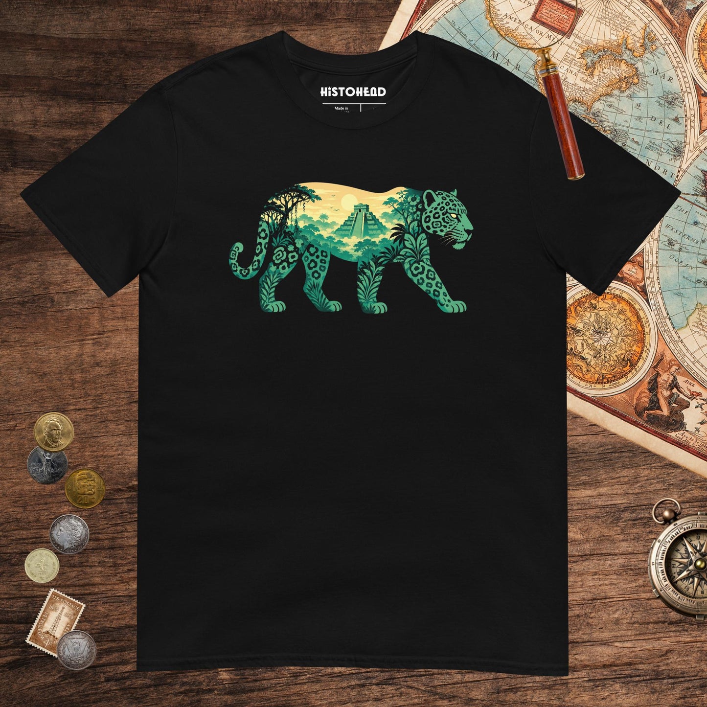 Black Mesoamerican Jaguar Tee - history buff gift by HistoHead