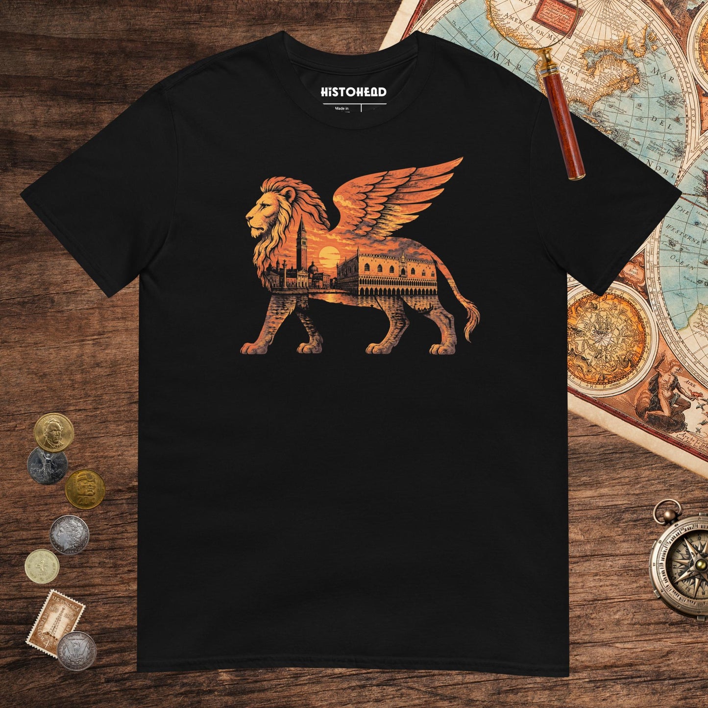 Black Winged Lion of the Lagoon Tee - history buff gift by HistoHead