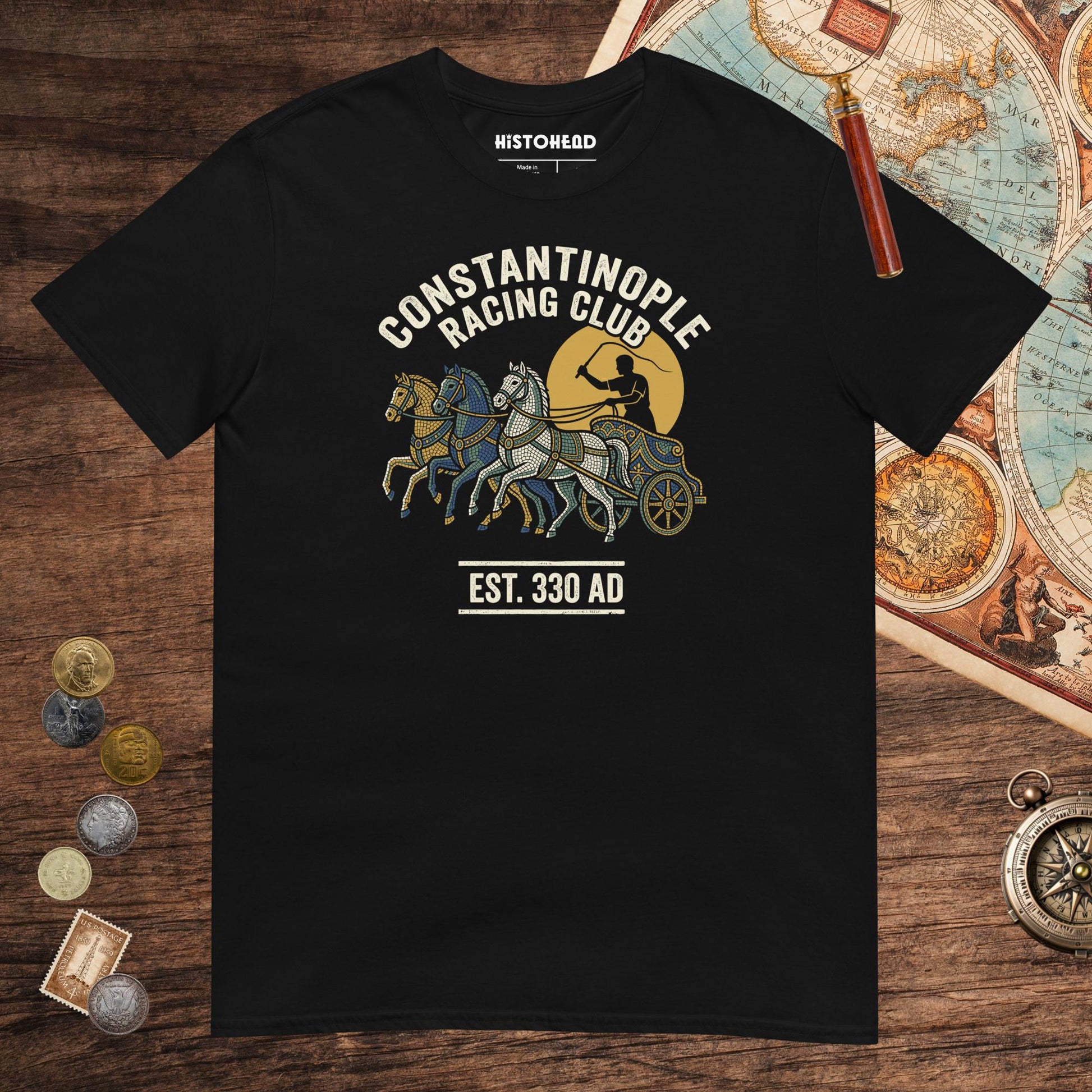 Black Constantinople Racing Club Tee - history buff gift by HistoHead