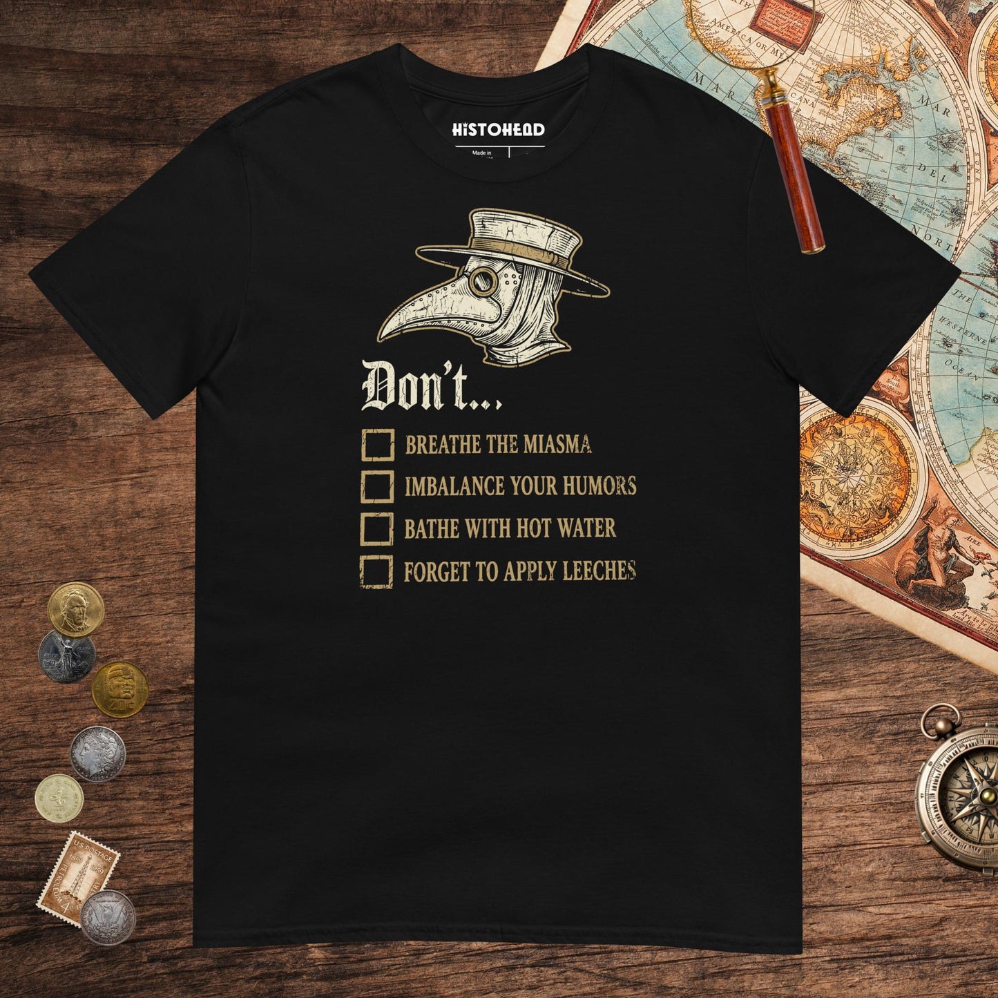 Black Plague Doctor Advice Tee - history buff gift by HistoHead