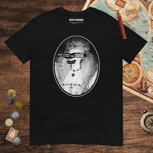 Black God Save the Queen Elizabeth I Tee - history buff gift by HistoHead