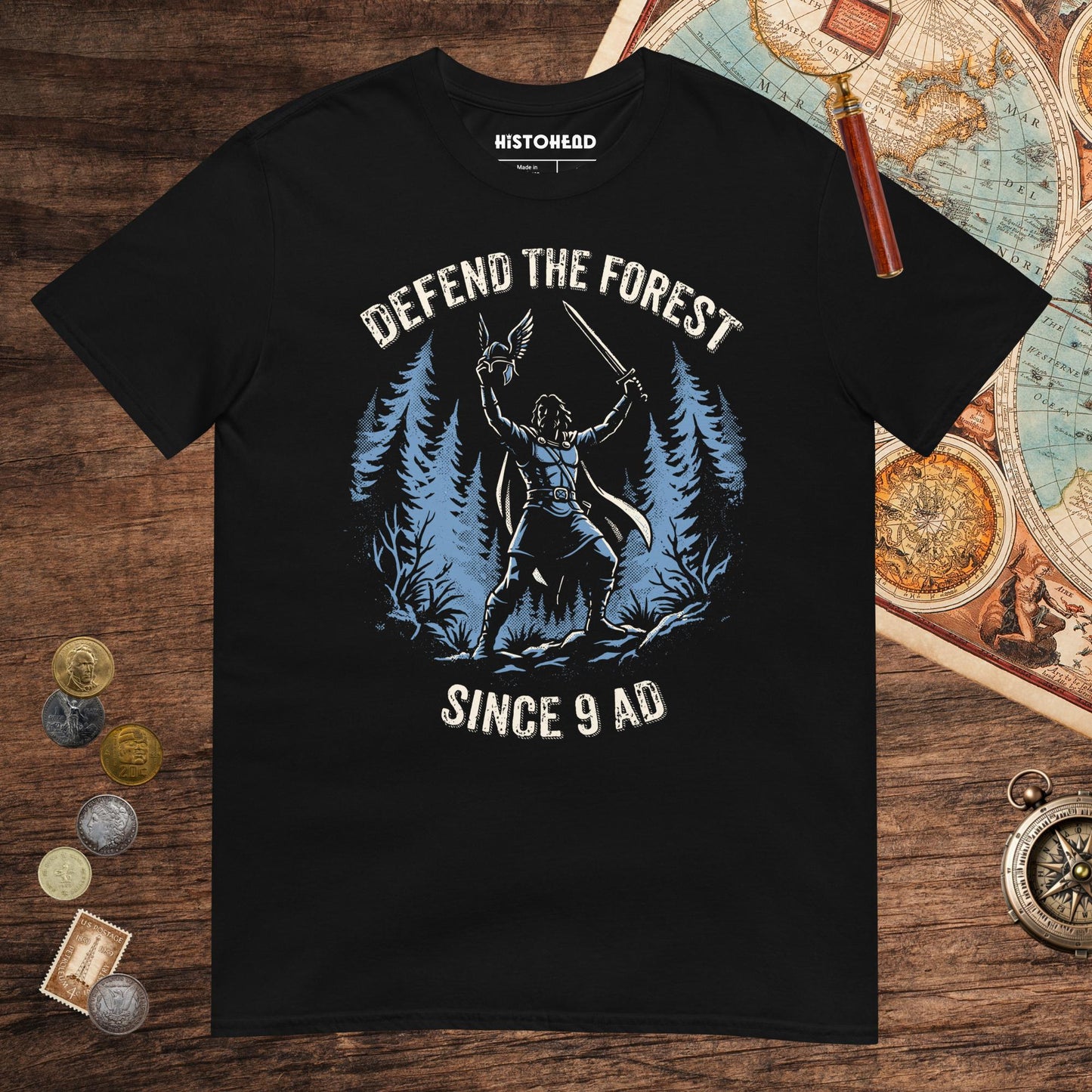 Black Defend the Forest Tee - history buff gift by HistoHead