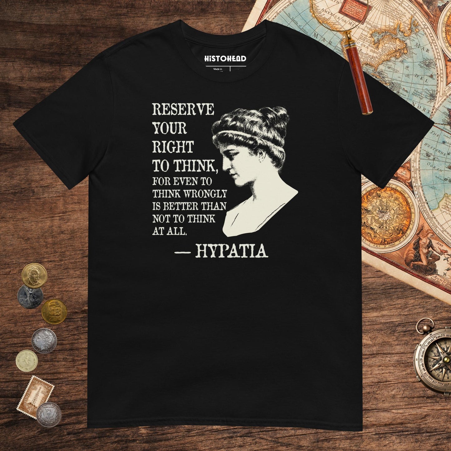Black Hypatia Quote Tee - history buff gift by HistoHead