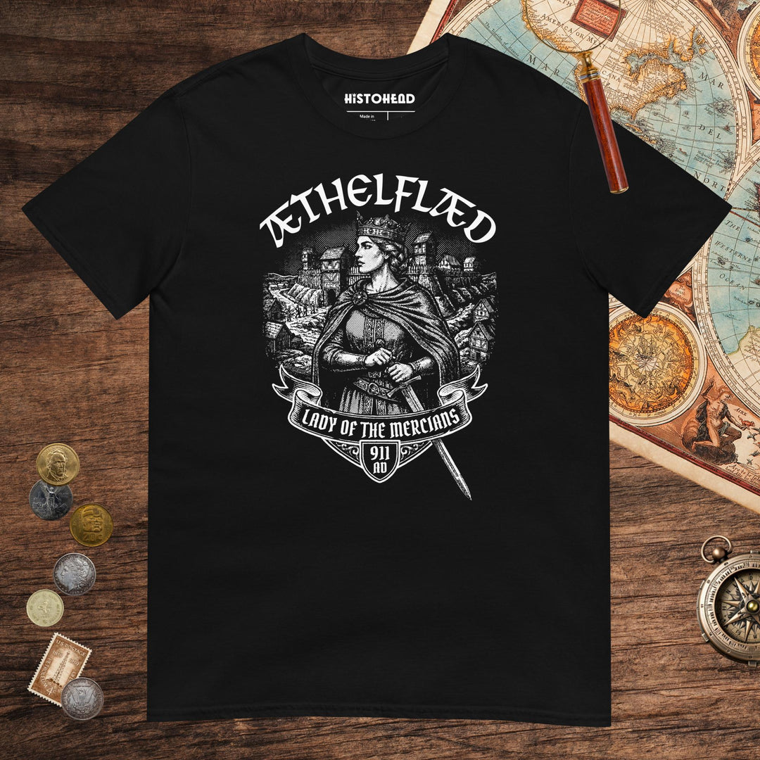 Black Æthelflæd Lady of the Mercians Tee - history buff gift by HistoHead