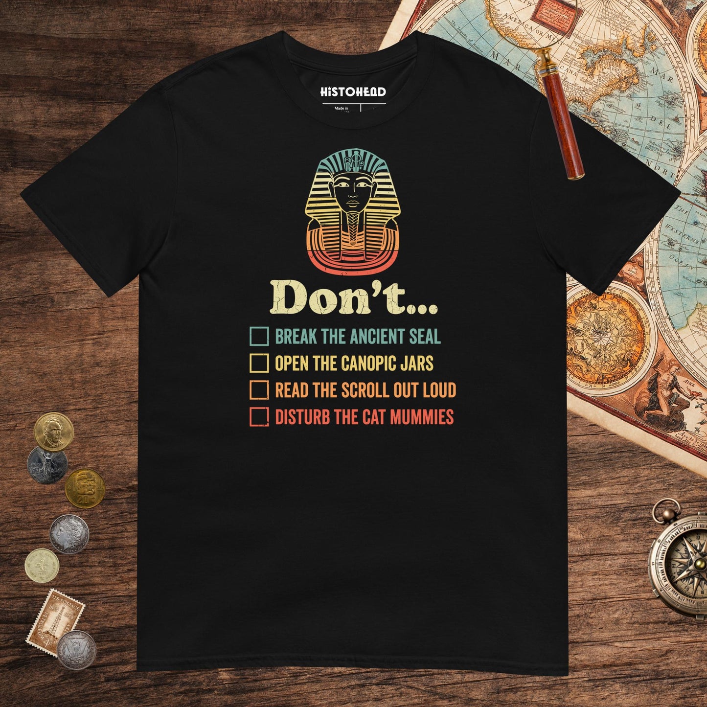 Black King Tutankhamun Advice Tee - history buff gift by HistoHead