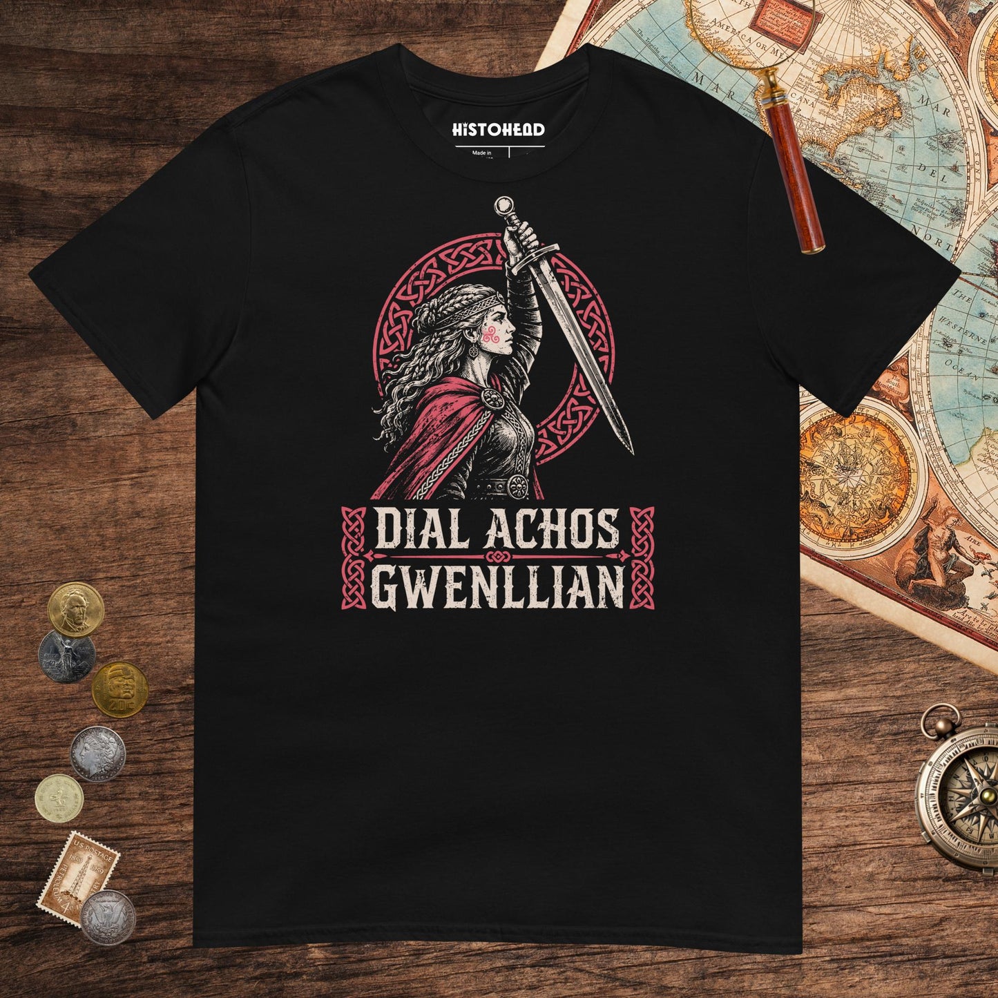Black Dial Achos Gwenllian Tee - history buff gift by HistoHead