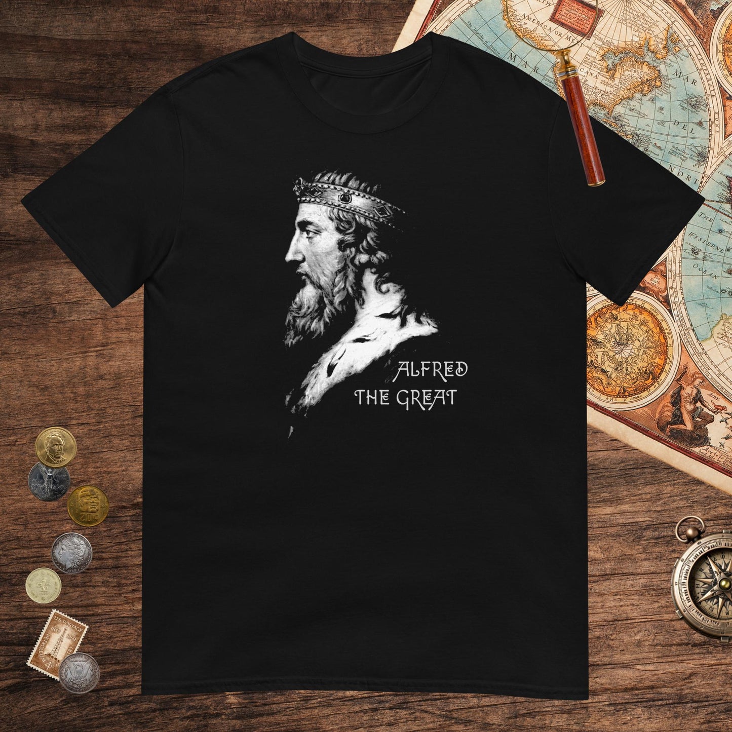 Black Alfred the Great Portrait Tee - history buff gift by HistoHead