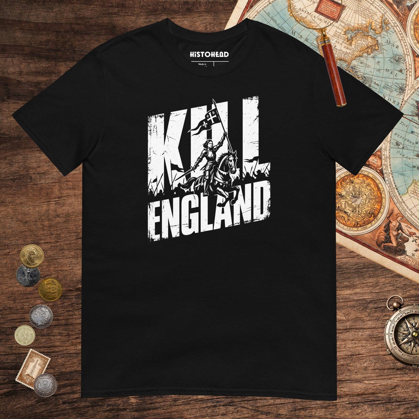 Black Joan of Arc Kill England Tee - history buff gift by HistoHead
