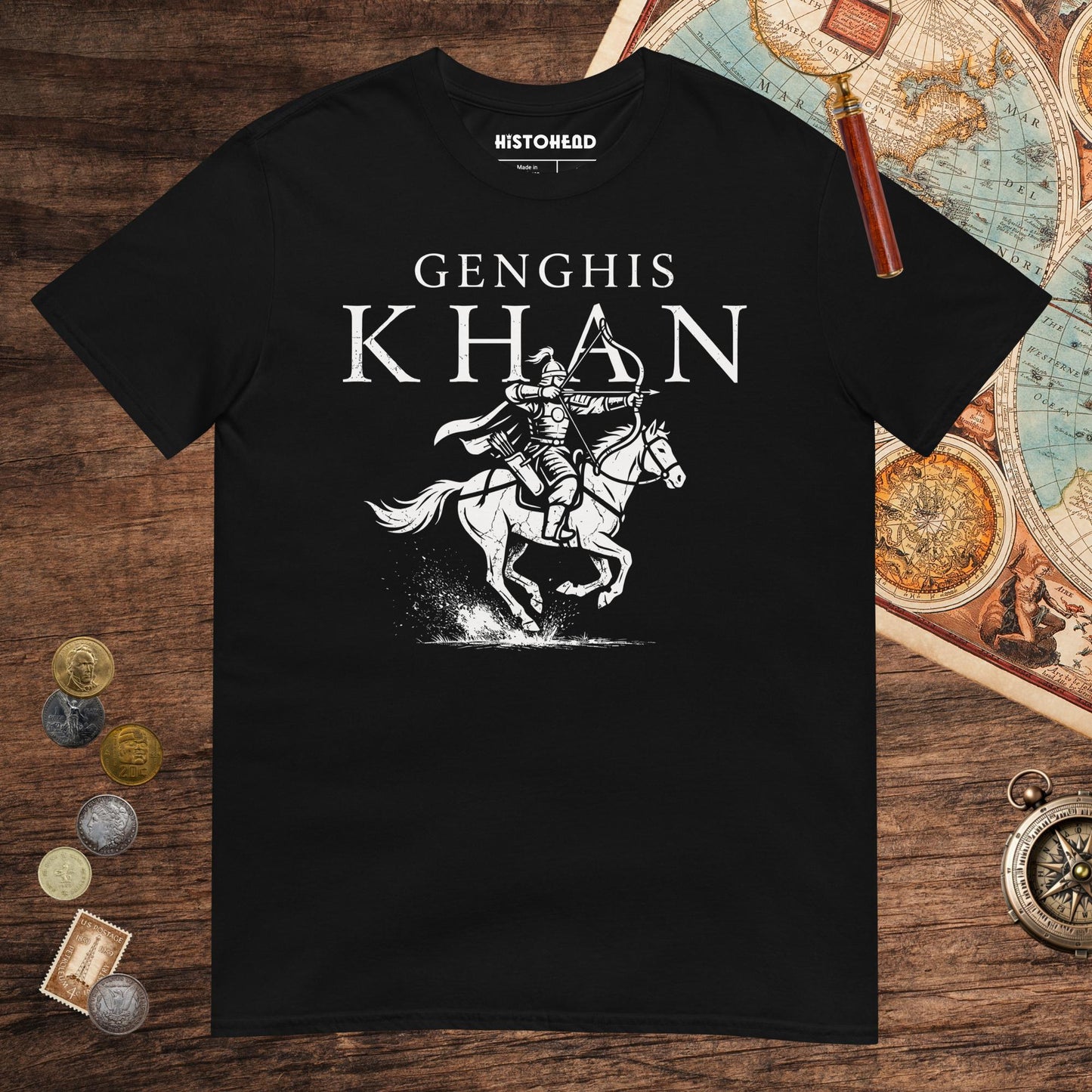 Black Genghis Khan Tee - history buff gift by HistoHead