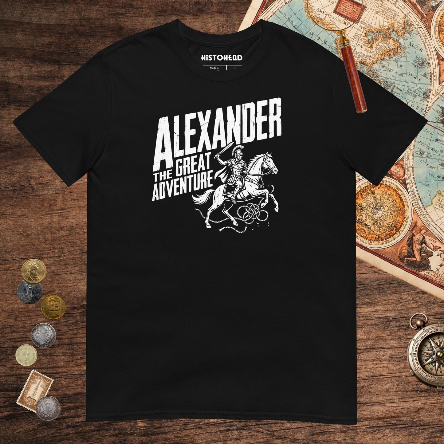 Black Alexander the Great Adventure Tee - history buff gift by HistoHead