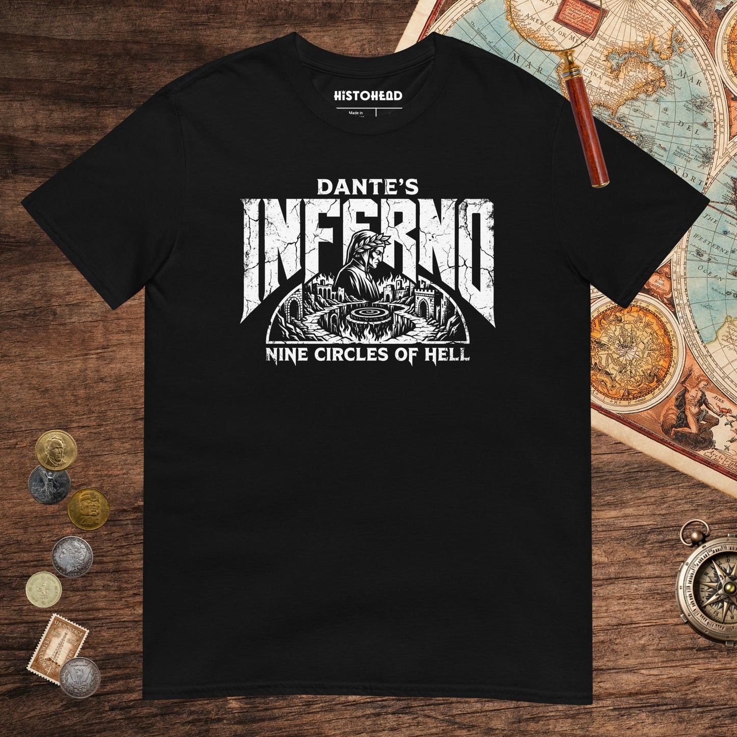 Black Dante's Inferno Tee - history buff gift by HistoHead