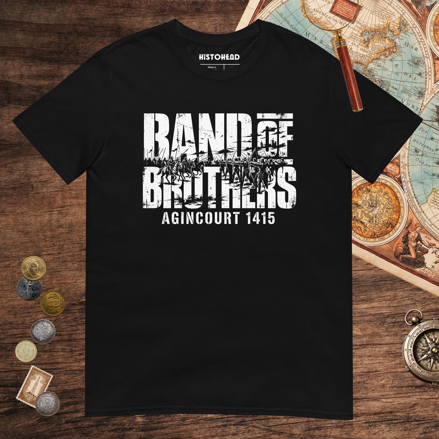 Black Band of Brothers Agincourt 1415 Tee - history buff gift by HistoHead