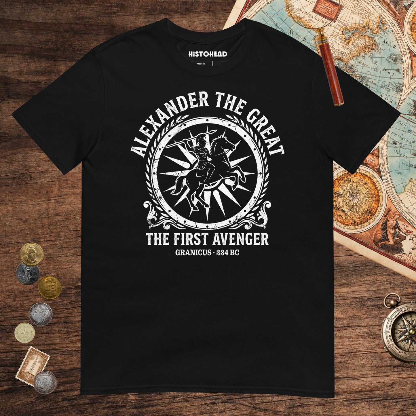 Black Alexander the Great First Avenger Tee - history buff gift by HistoHead