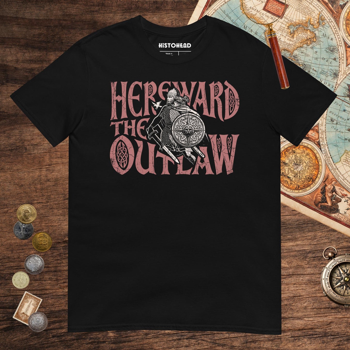 Black Hereward the Outlaw Tee - history buff gift by HistoHead