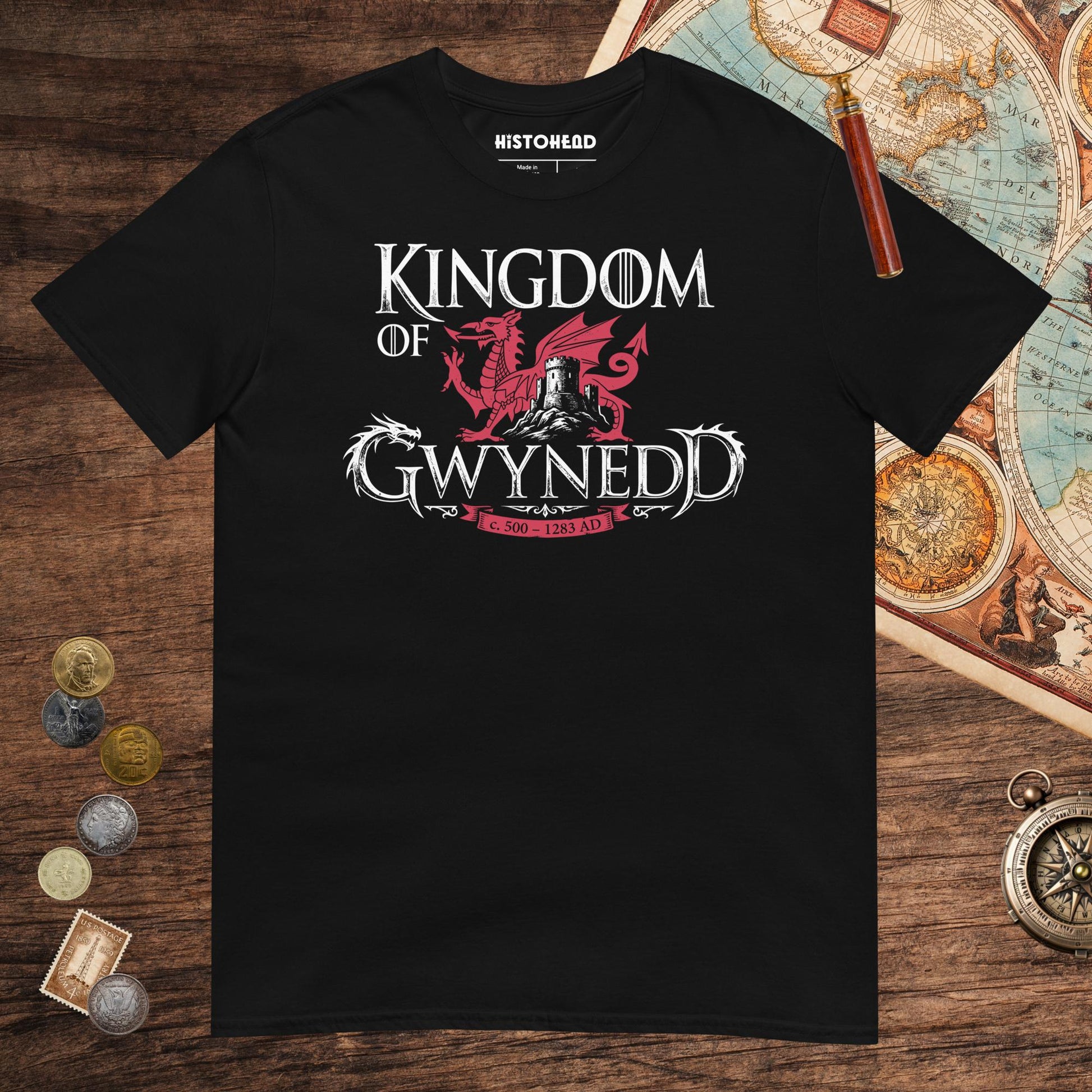 Black Kingdom of Gwynedd Tee - history buff gift by HistoHead