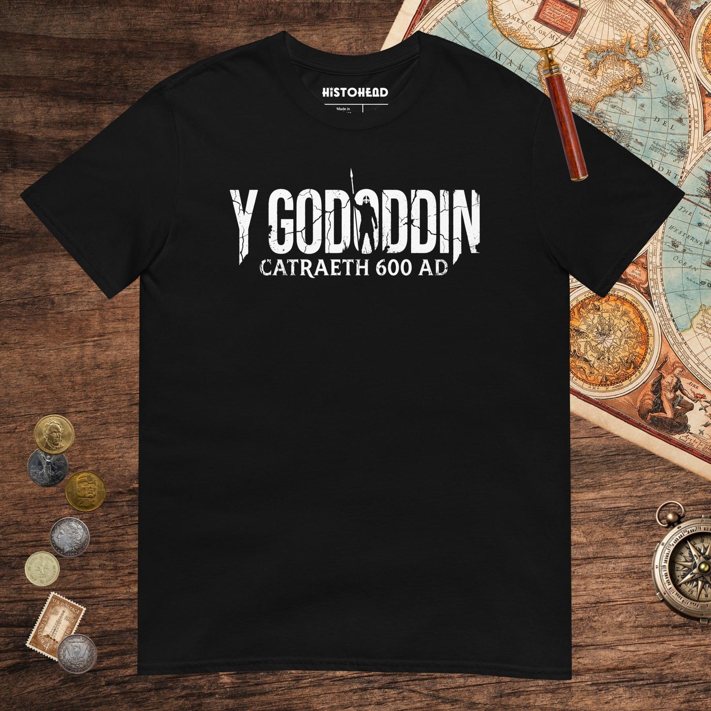 Black Y Gododdin Catraeth 600 Tee - history buff gift by HistoHead