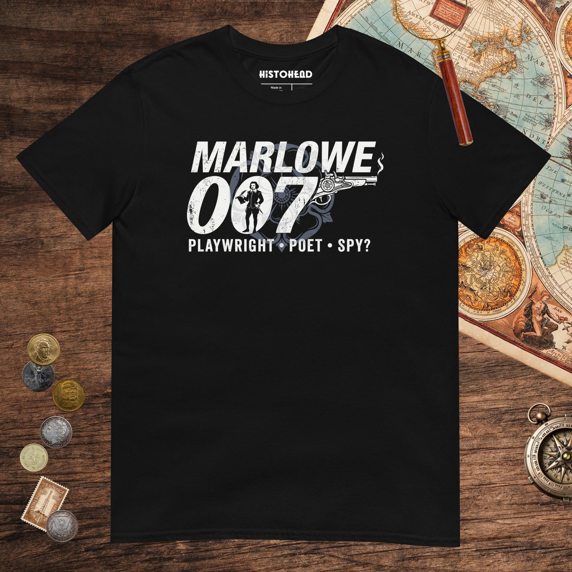 Black Marlowe 007 Tee - history buff gift by HistoHead