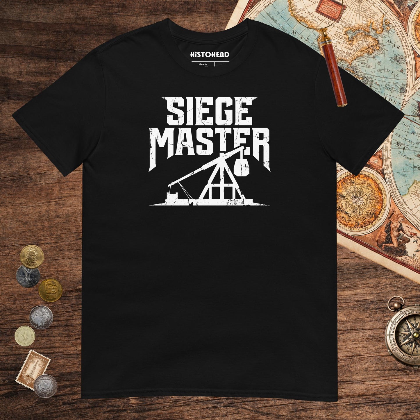 Black Siege Master Trebuchet Tee - history buff gift by HistoHead