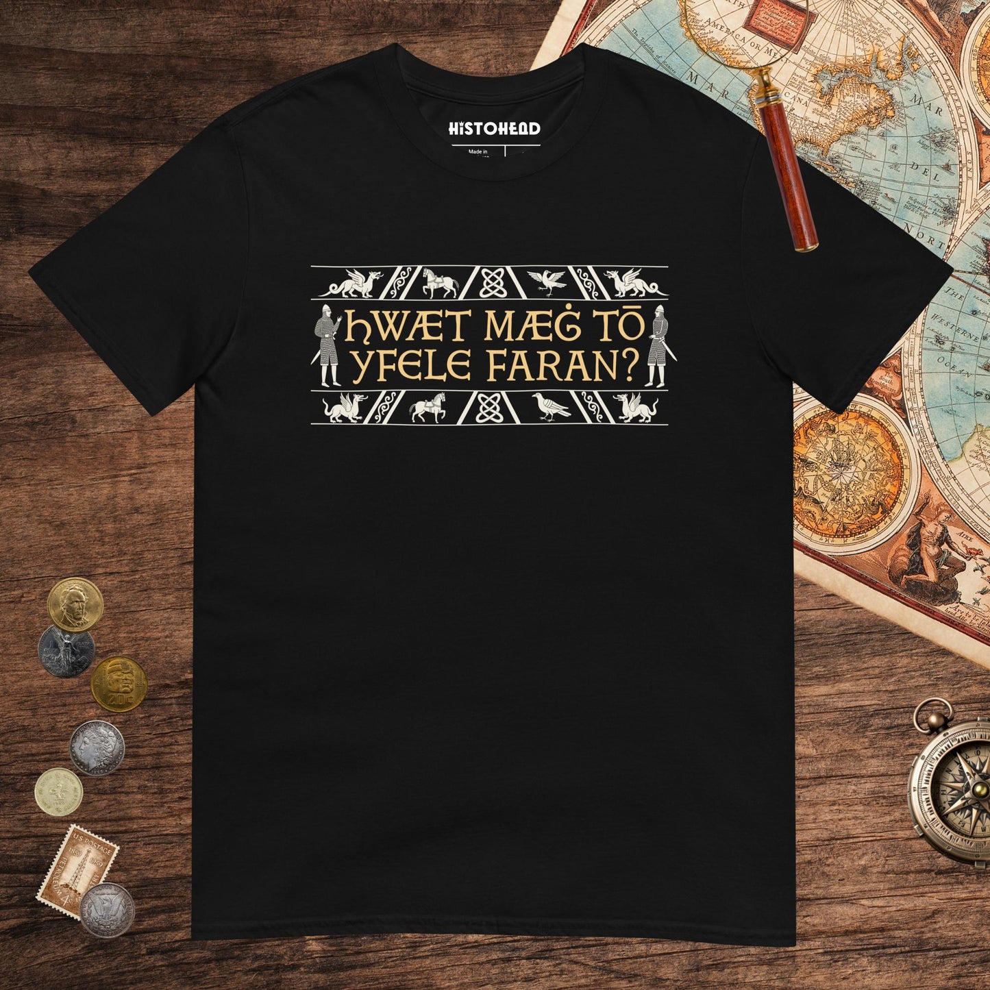 Black What Could Possibly Go Wrong in Old English Tee - history buff gift by HistoHead