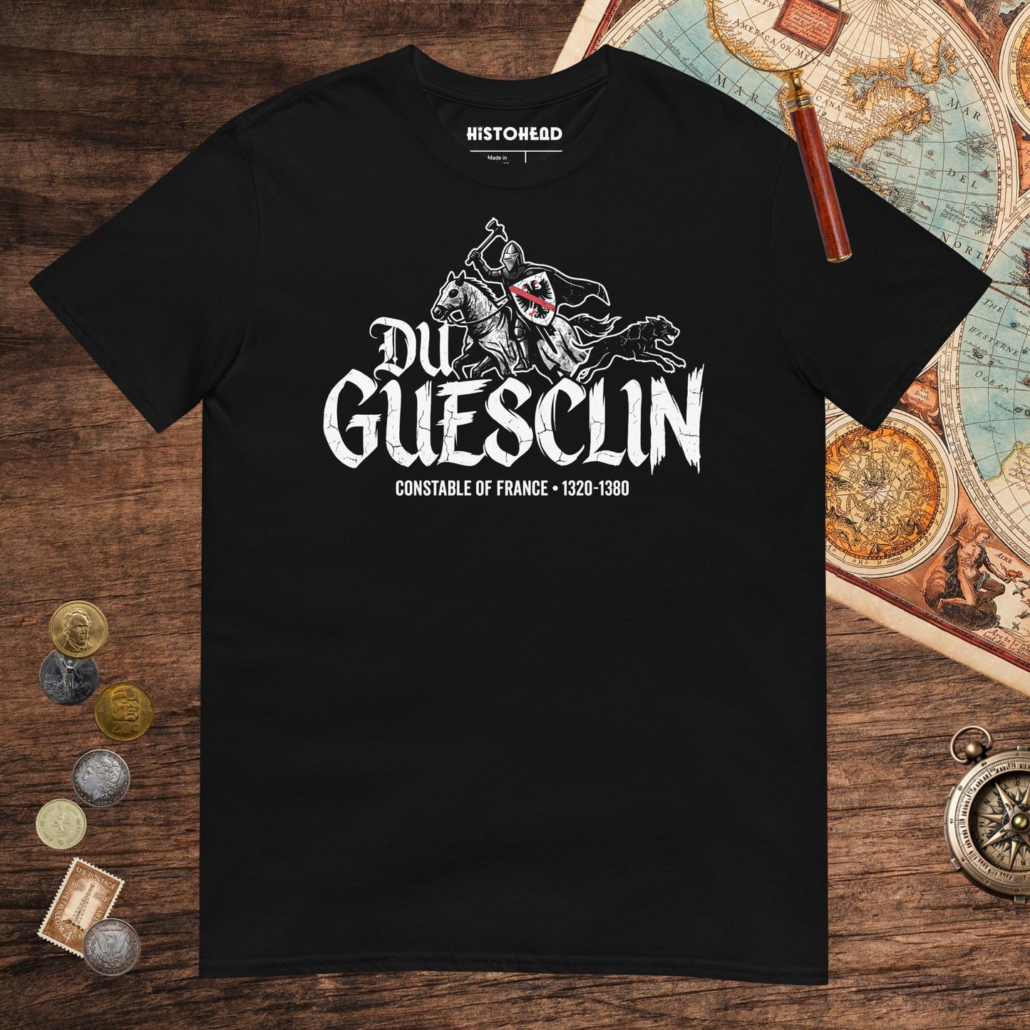 Black Du Guesclin Tee - history buff gift by HistoHead