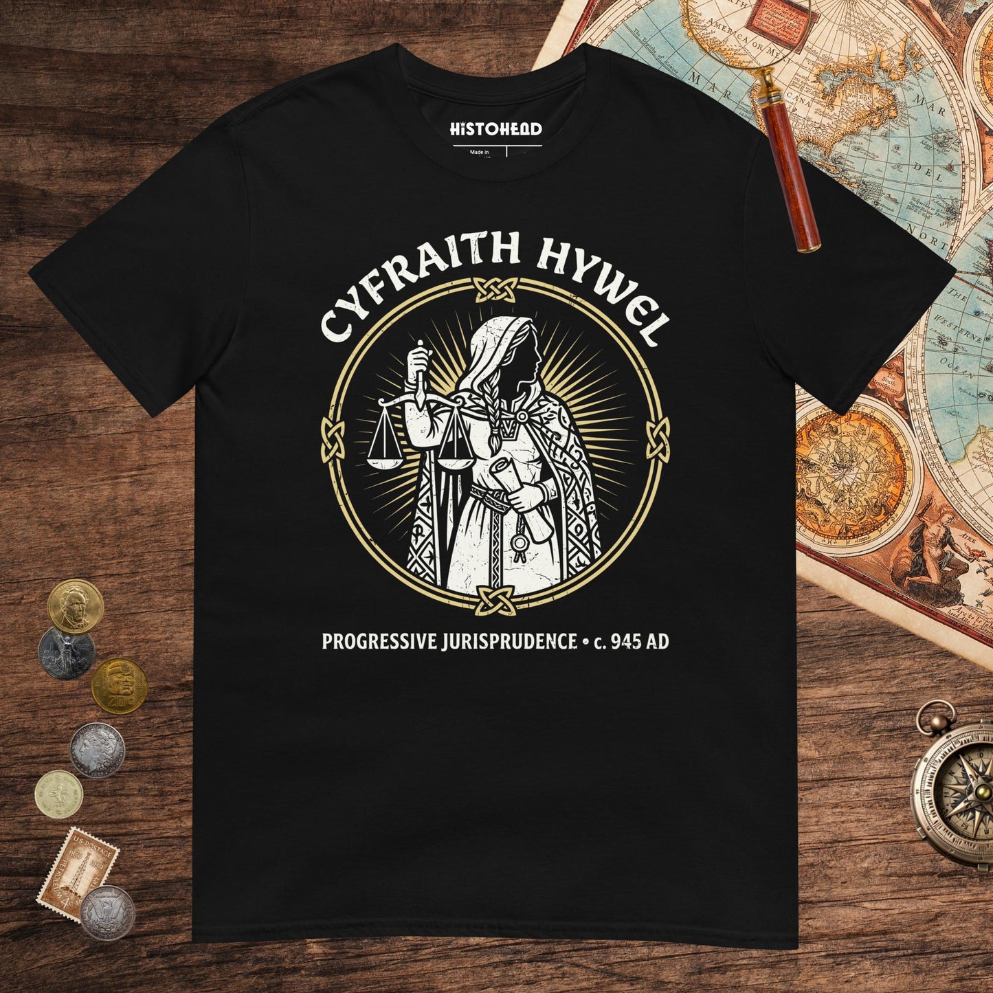 Black Cyfraith Hywel Progressive Jurisprudence Tee - history buff gift by HistoHead
