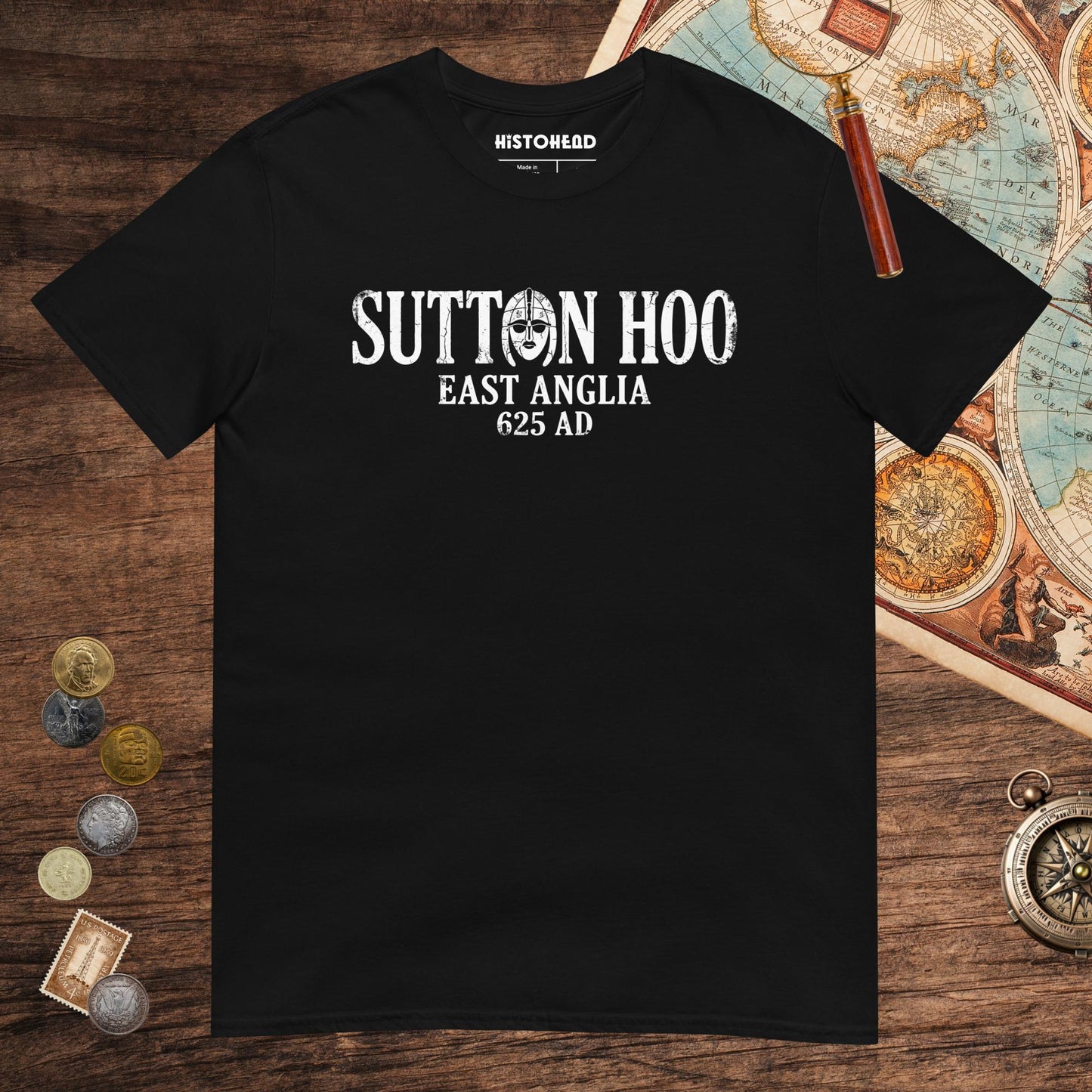 Black Sutton Hoo Tee - history buff gift by HistoHead
