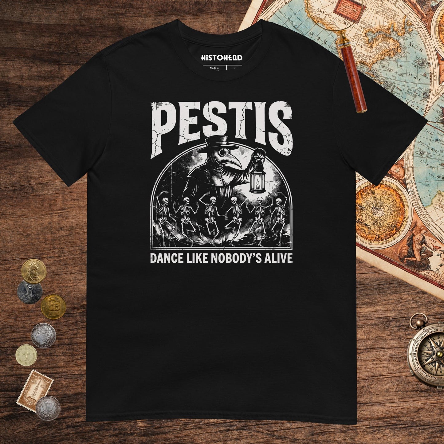 Black Pestis Dance Tee - history buff gift by HistoHead