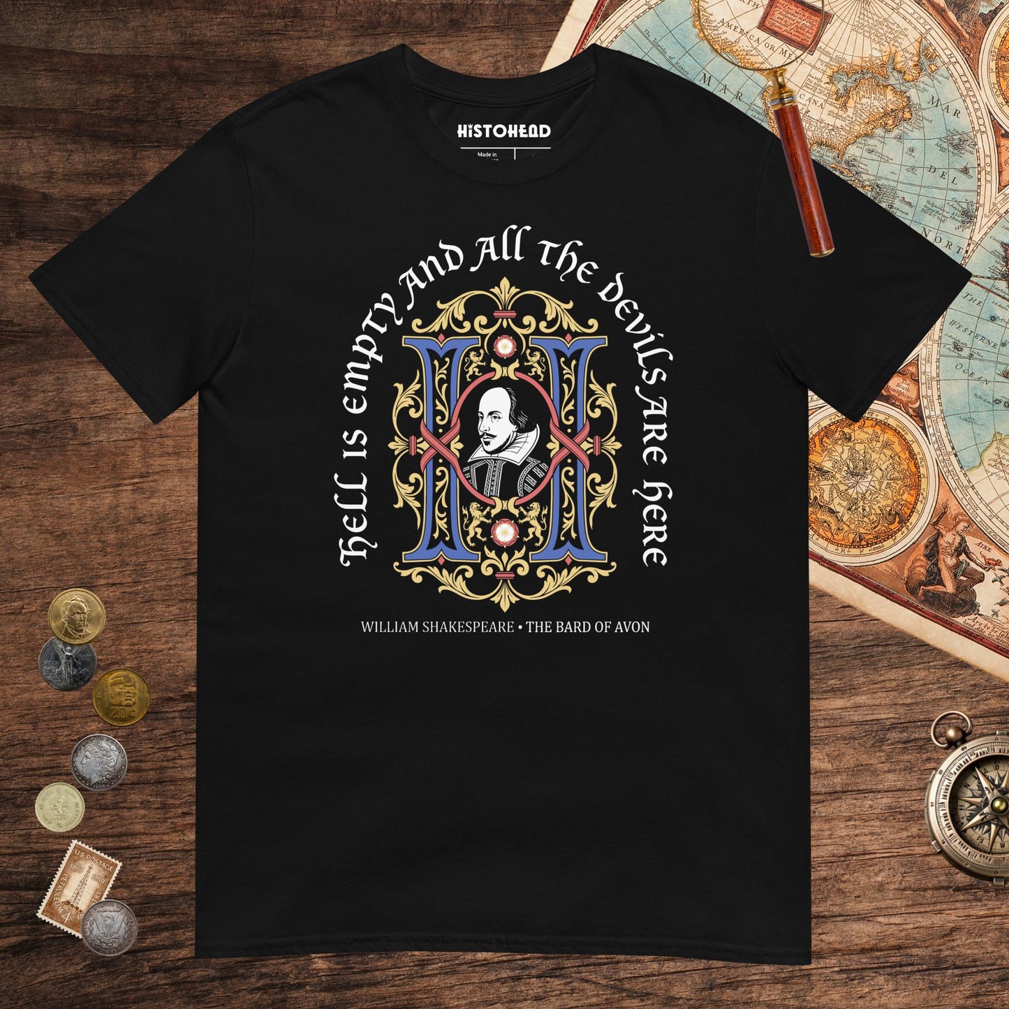 Black Shakespeare Hell Is Empty Tee - history buff gift by HistoHead
