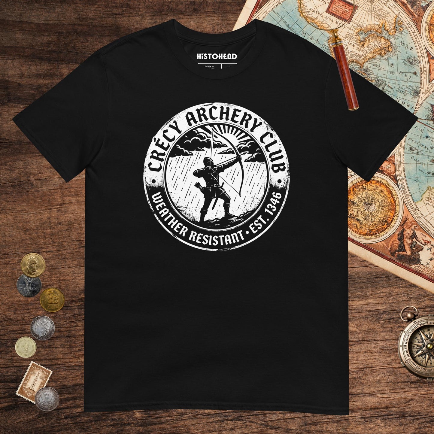 Black Crecy Archery Club Tee - history buff gift by HistoHead