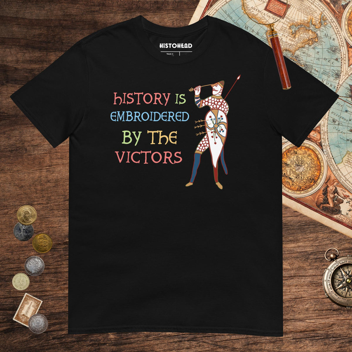 Black Harold Godwinson History Is Embroidered by the Victors Bayeux Tapestry Tee - history buff gift by HistoHead