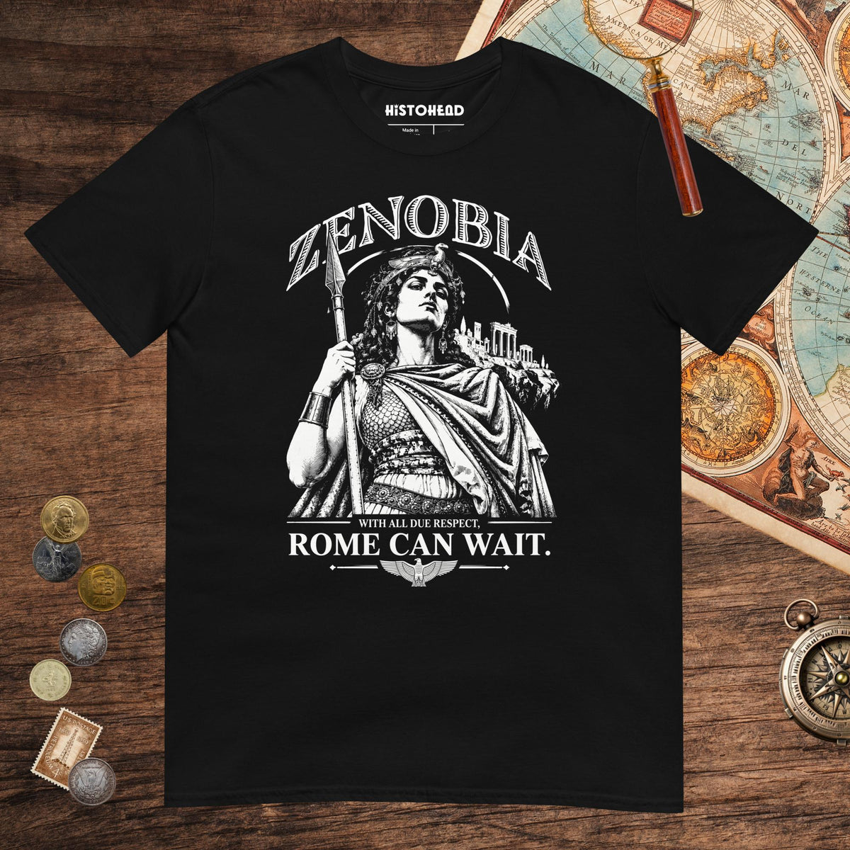 Black Zenobia With All Due Respect Rome Can Wait Tee - history buff gift by HistoHead