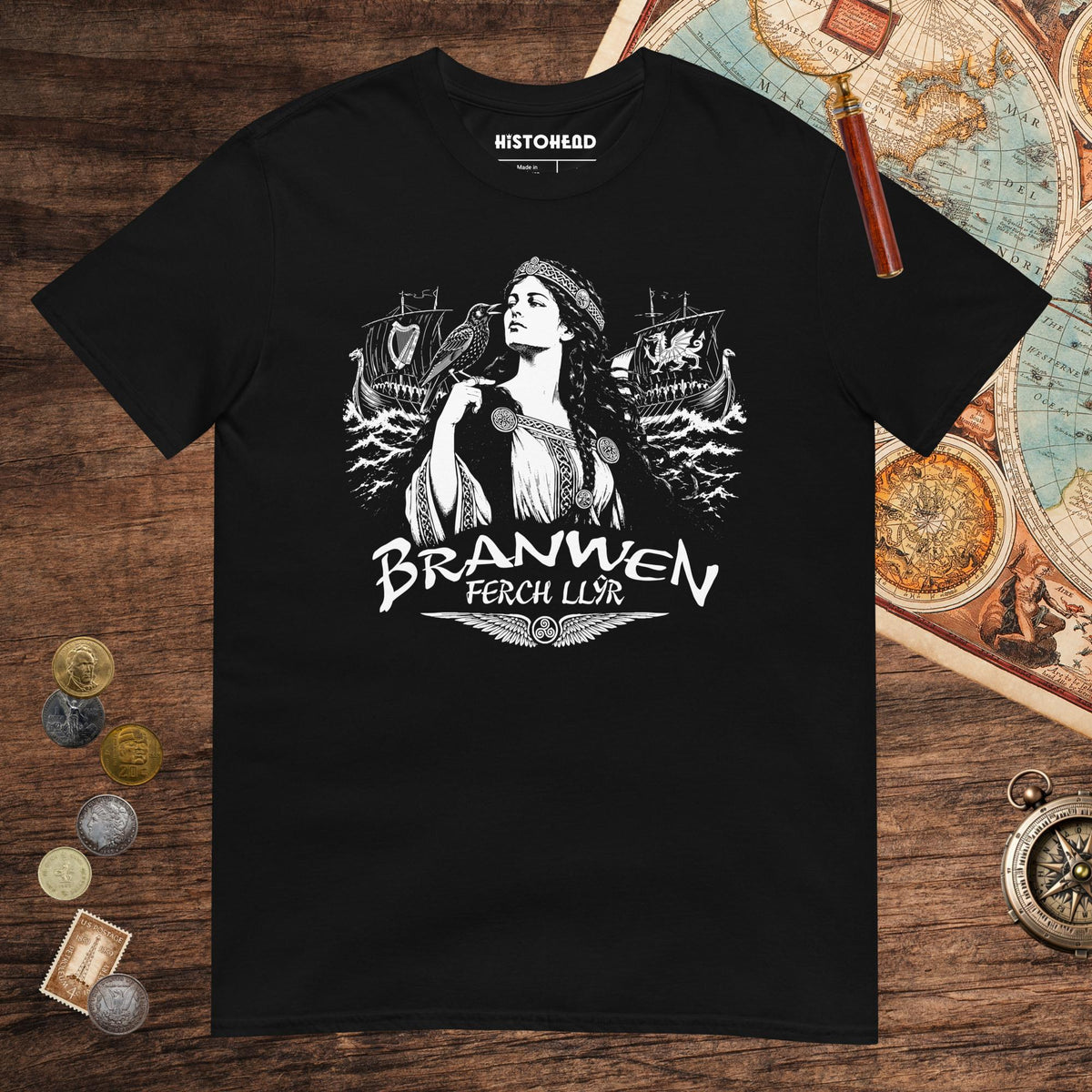 Black Branwen ferch Llŷr Tee - history buff gift by HistoHead