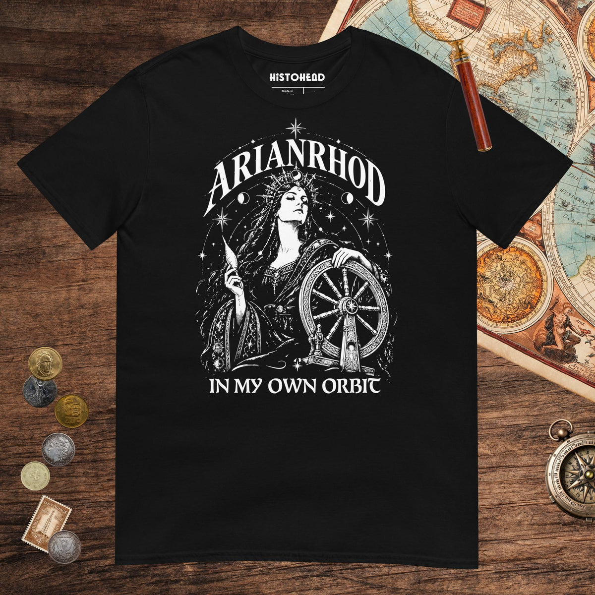 Black Arianrhod In My Own Orbit Tee - history buff gift by HistoHead