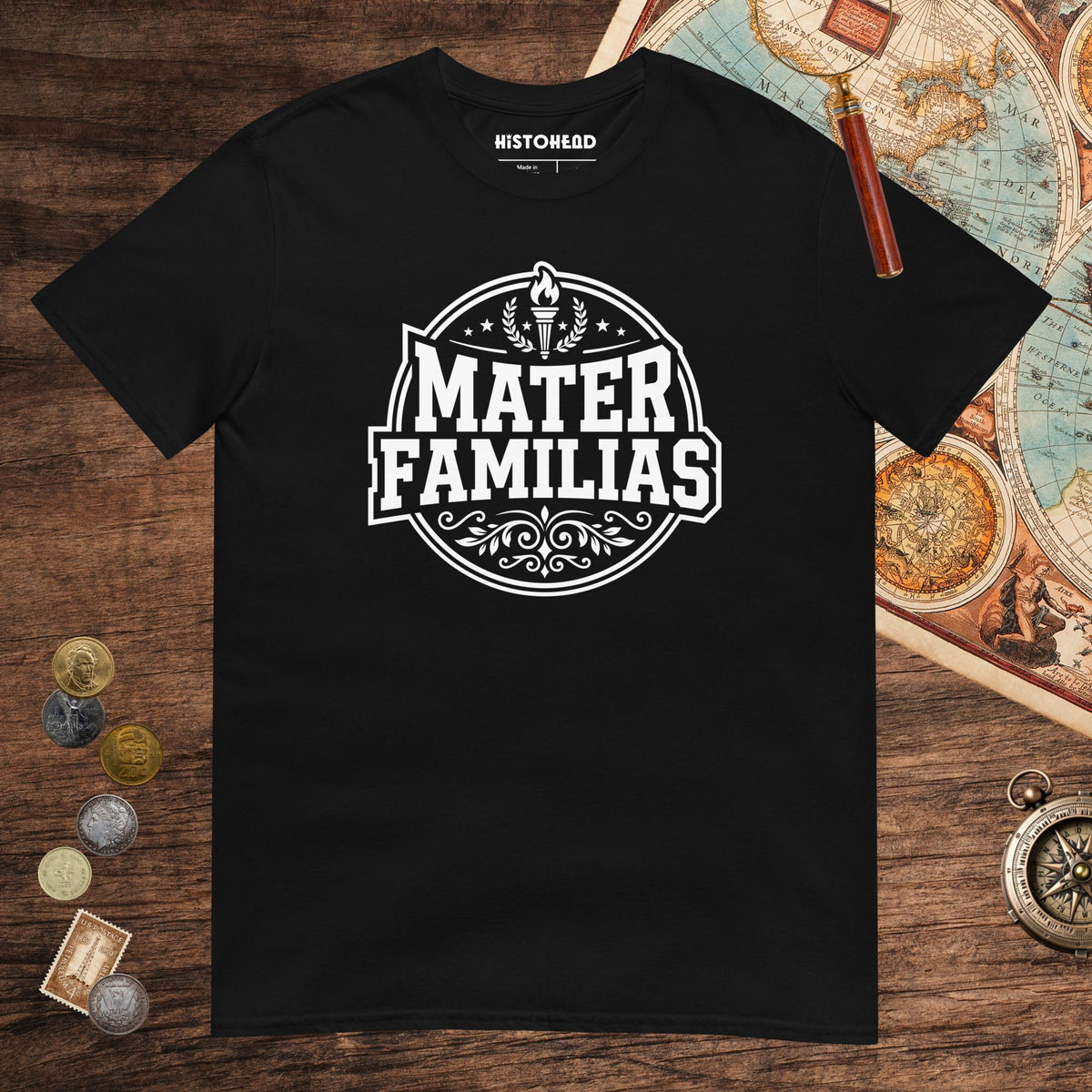 Black Mater Familias Latin Tee - history buff gift by HistoHead