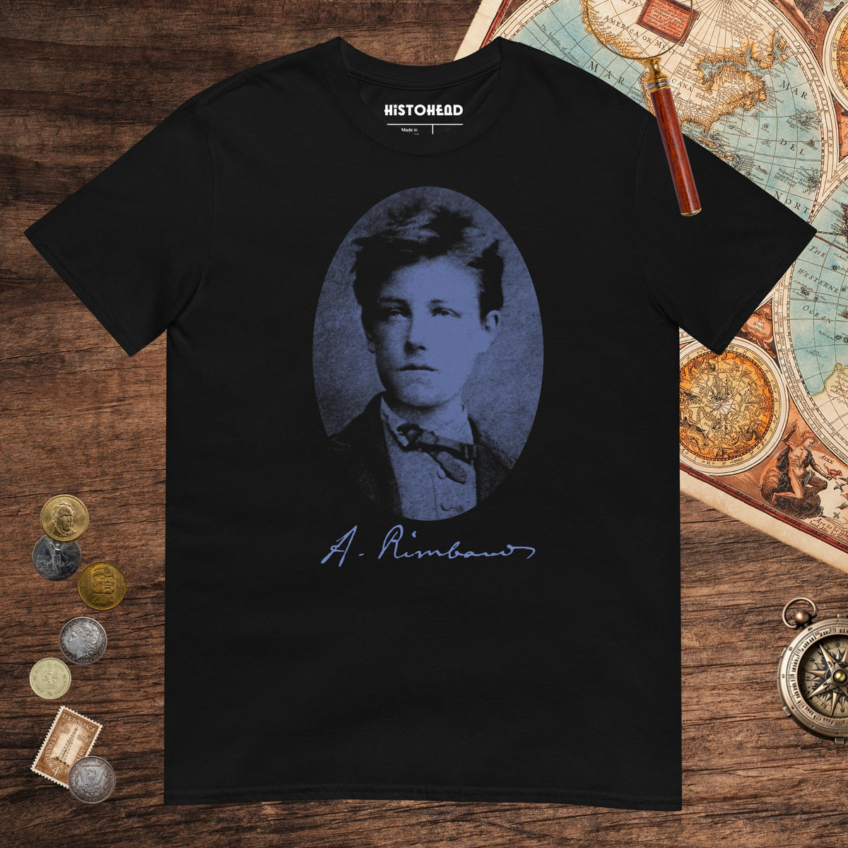 Black Arthur Rimbaud Tee - history buff gift by HistoHead