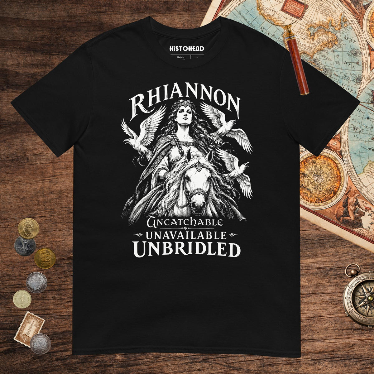 Black Rhiannon Uncatchable Unavailable Unbridled Tee - history buff gift by HistoHead