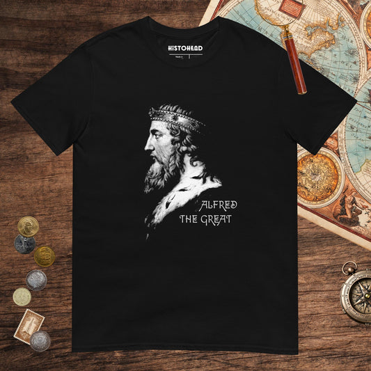 Black Alfred the Great Portrait Tee - history buff gift by HistoHead