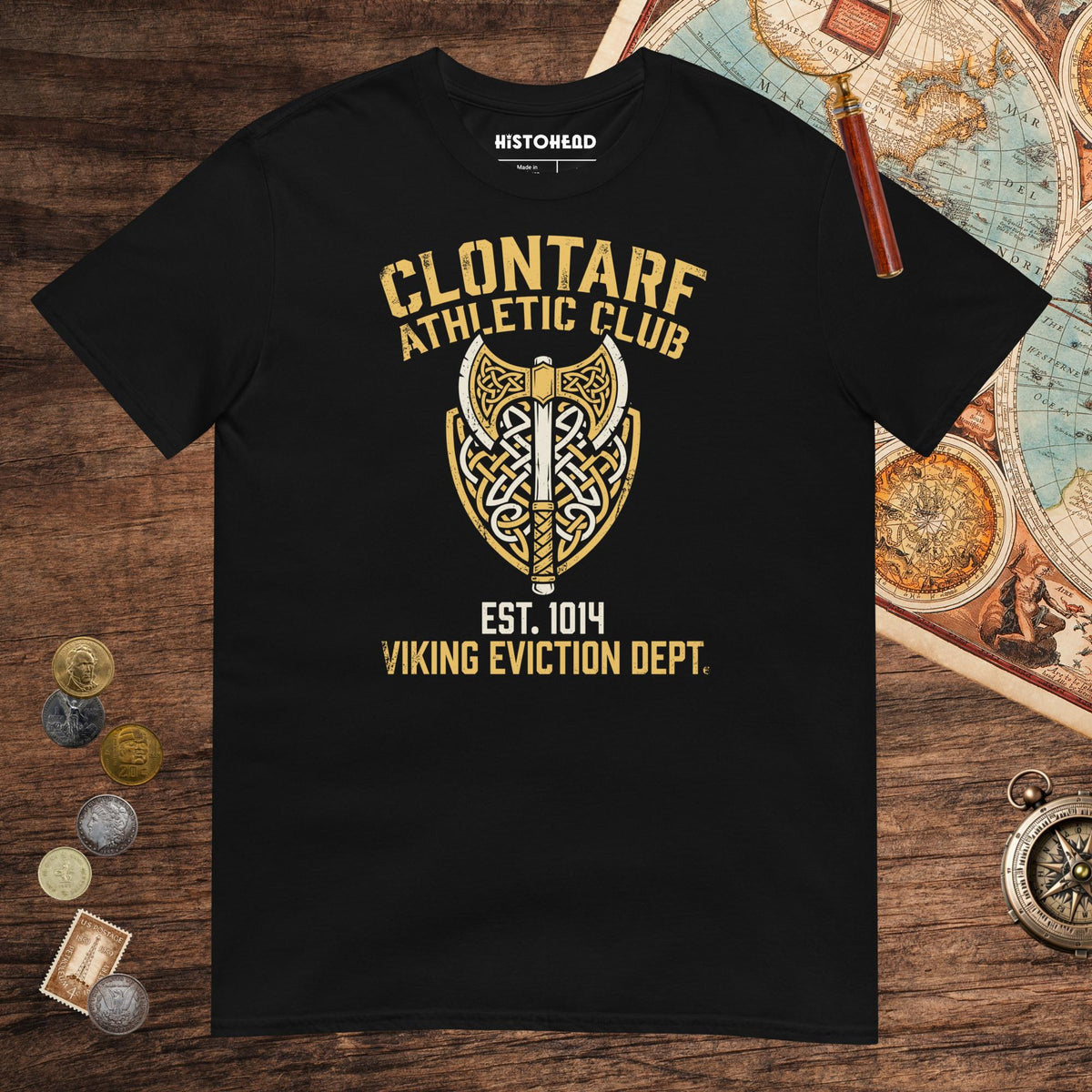 Black Clontarf Athletic Club Tee - history buff gift by HistoHead
