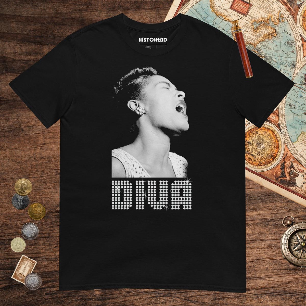 Black Billie Holiday Diva Tee - history buff gift by HistoHead