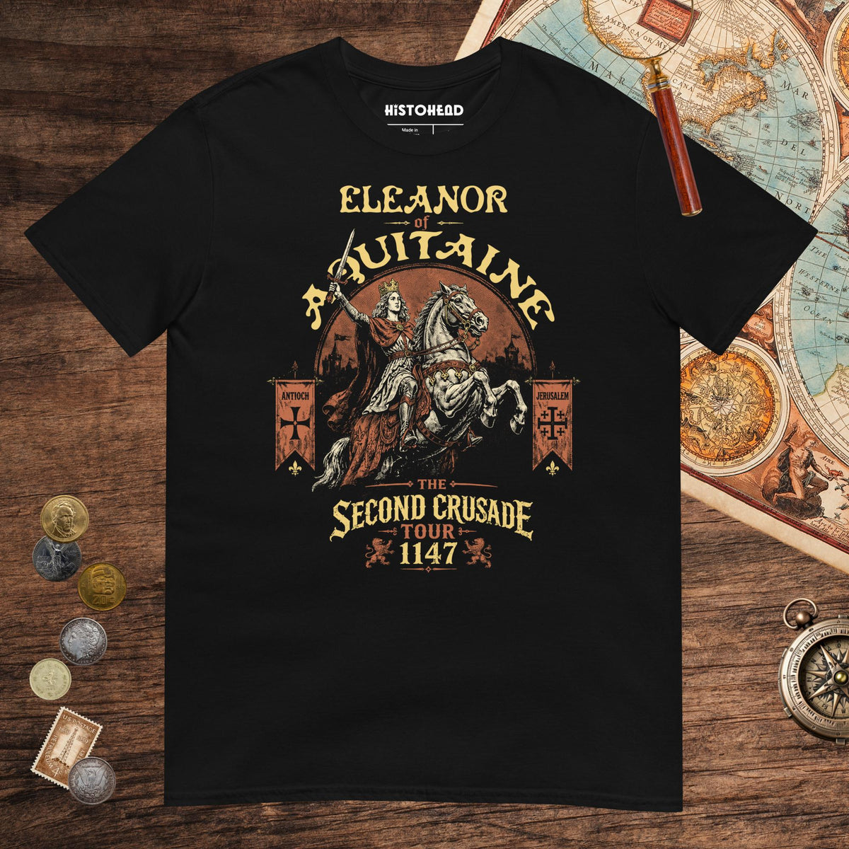 Black Eleanor of Aquitaine Second Crusade Tour Tee - history buff gift by HistoHead