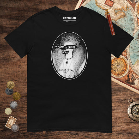 Black God Save the Queen Elizabeth I Tee - history buff gift by HistoHead
