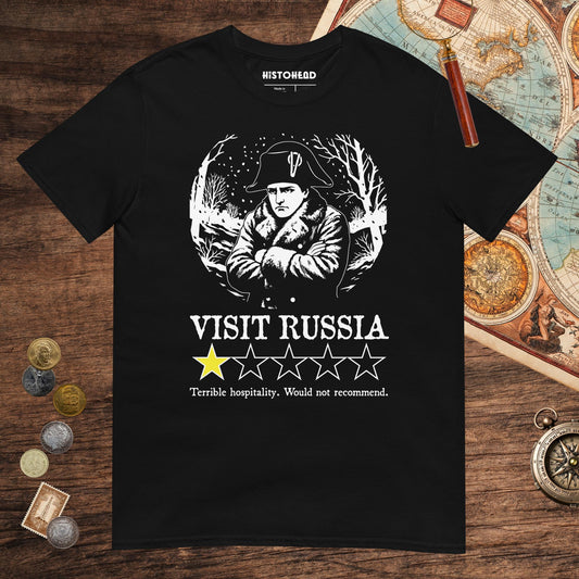 Black Napoleon Visit Russia Review Tee - history buff gift by HistoHead