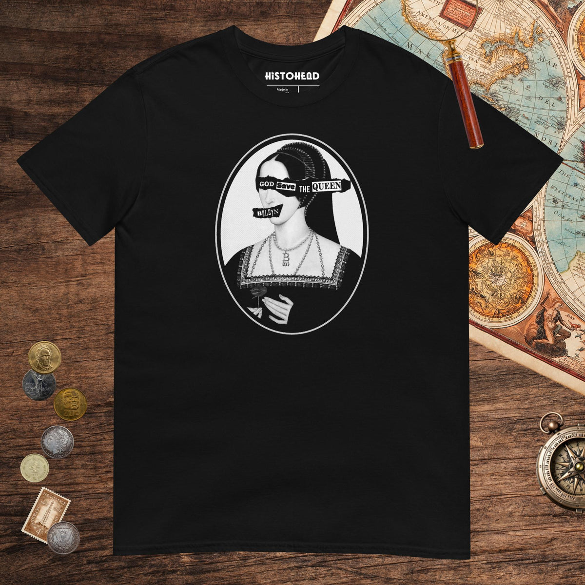 Black God Save the Queen Anne Boleyn Tee - history buff gift by HistoHead