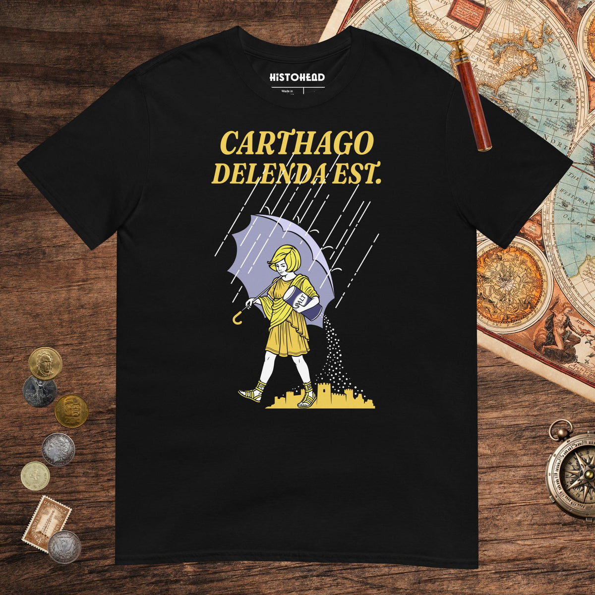 Black Carthago Delenda Est Salt Girl Tee - history buff gift by HistoHead