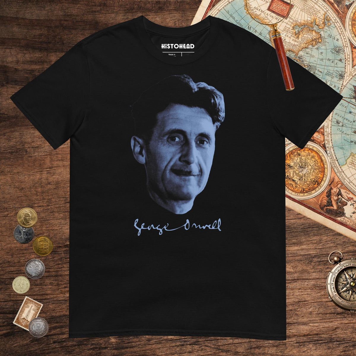 Black George Orwell Tee - history buff gift by HistoHead