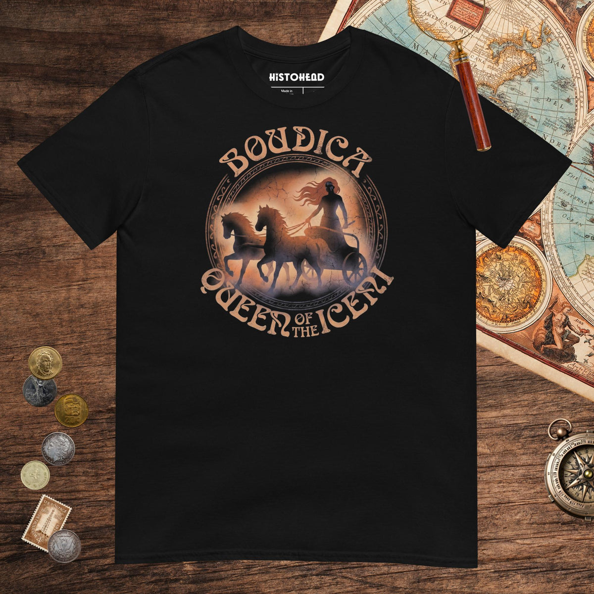 Black Boudica Queen of the Iceni Tee - history buff gift by HistoHead