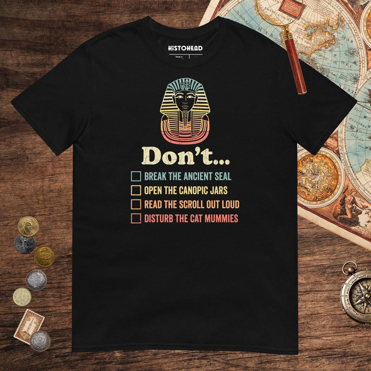 Black King Tutankhamun Advice Tee - history buff gift by HistoHead