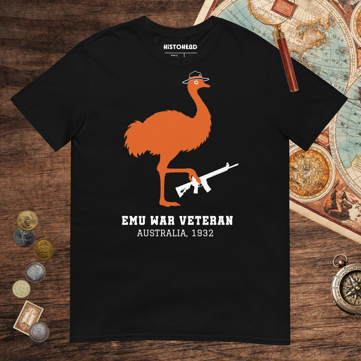 Black Emu War Veteran Tee - history buff gift by HistoHead